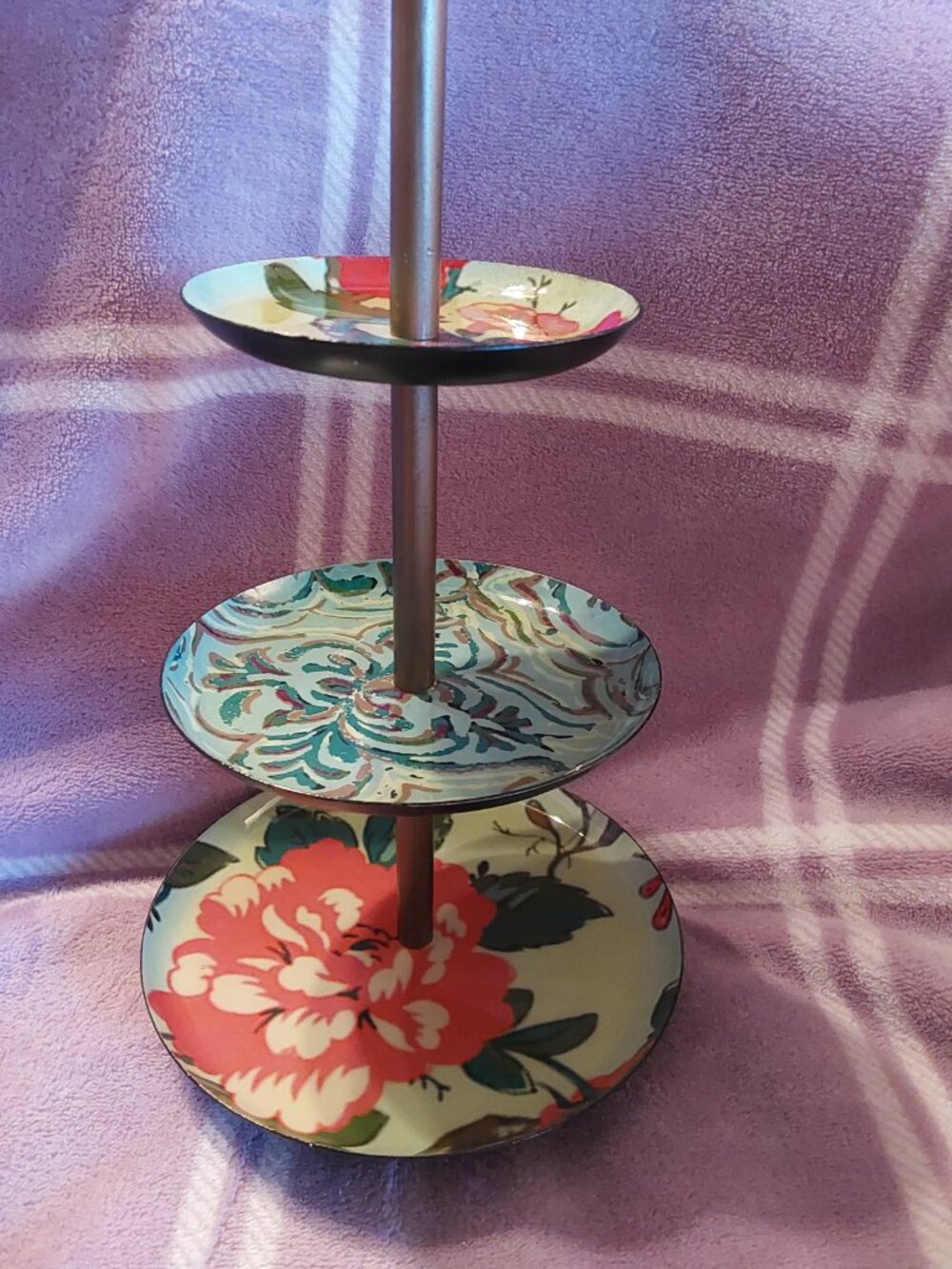 3 TIER STACKING TRAY FLORAL PATTERN BEAUTIFUL - Picture 3 of 12